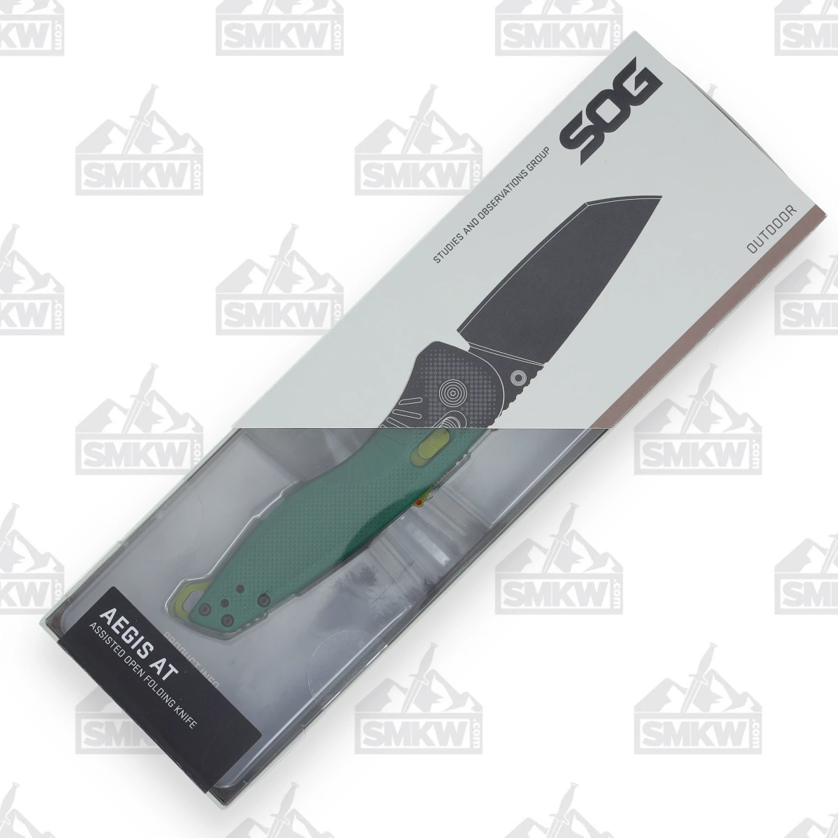 SOG Aegis AT Folding Knife Forest - Moss 3.13 Inch Plain Black Tanto SOG11411341 View 18
