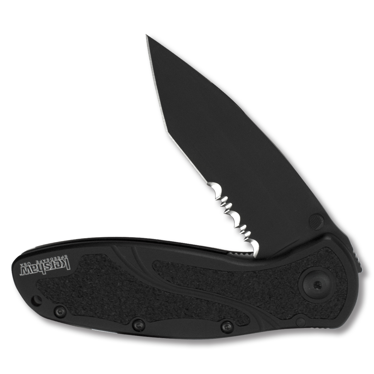Kershaw Blur Assisted Folding Knife Blackout Cerakote Partially Serrated Tanto/Aluminum Ken Onion Design KS1670TBLKST View 2