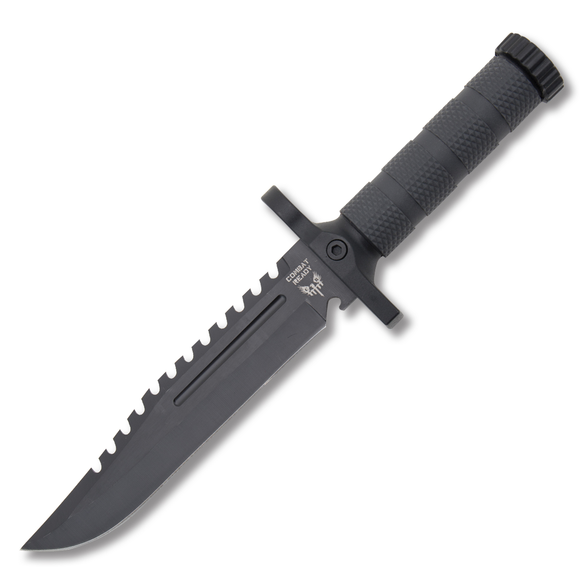 Combat Ready Survival Knife 7.5in Black Clip Point Fixed Blade CBR372 View 1