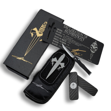Marfione Custom Halo III OTF Automatic Knife Anodized Black - 2in Mirror Polished Tanto Plain View 12