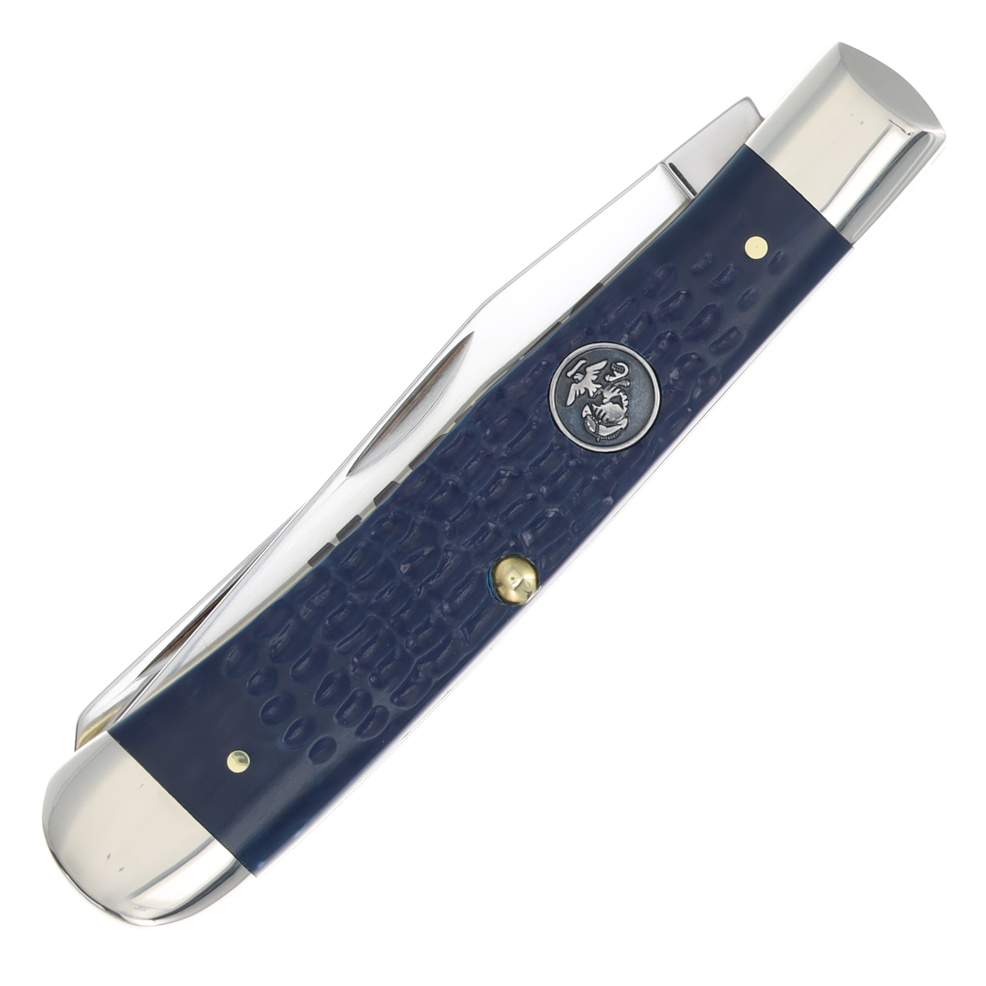 Case XX USMC Blue Jigged Synthetic Trapper Folding Knife CA13195 View 3