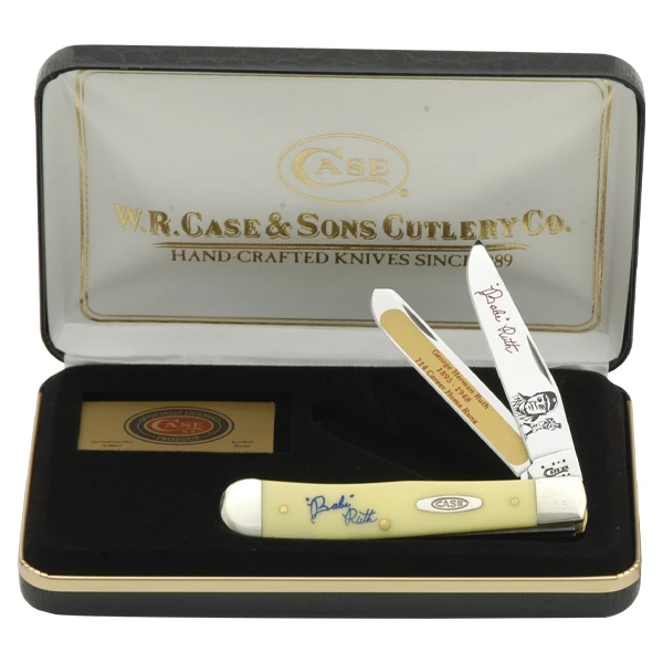Case Babe Ruth Trapper Folding Knife Yellow Delrin FRCAT17Y View 1