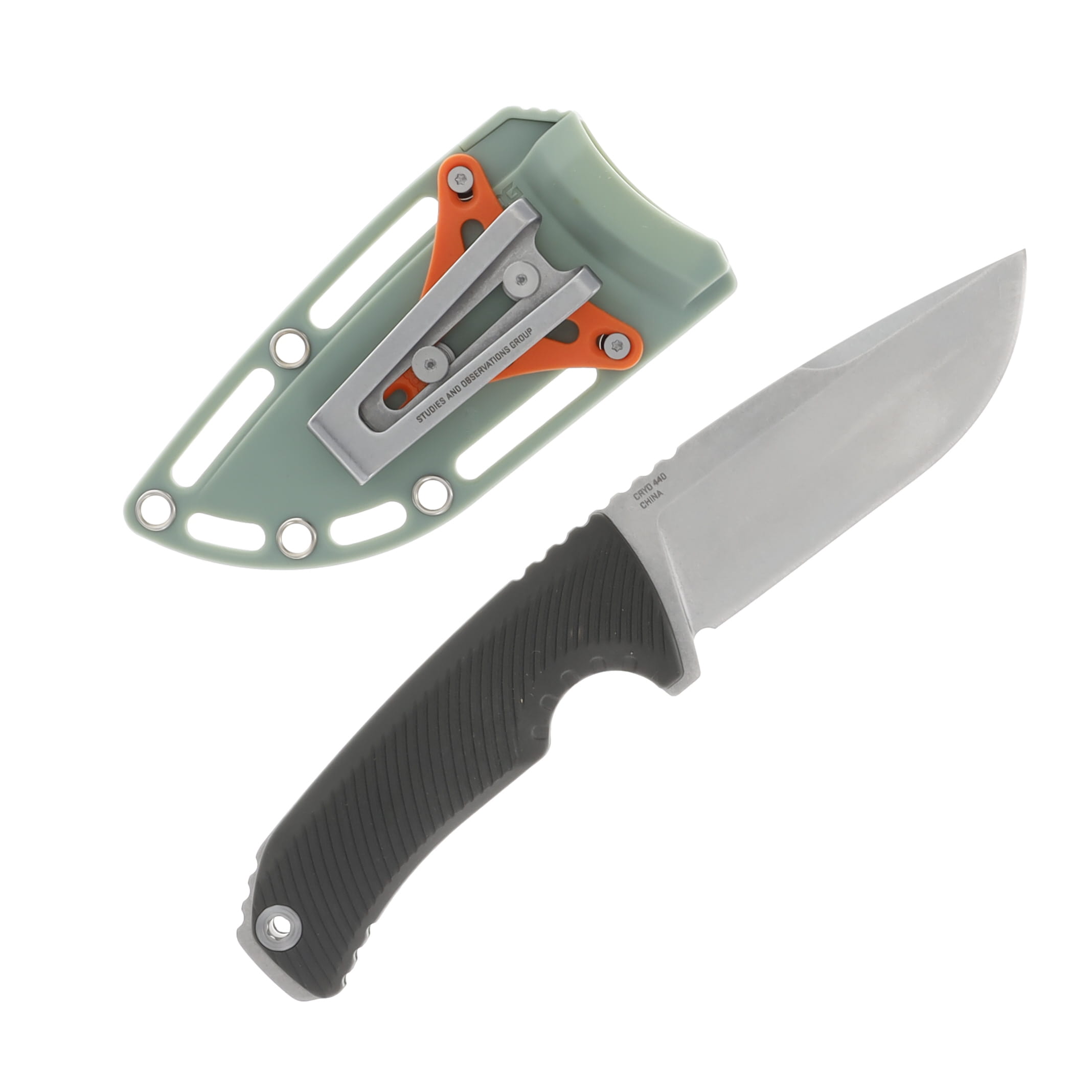 SOG Tellus Fx Fixed Blade Olive Drab 4.2in Clip Point Stonewashed Knife SOG17060141 View 2