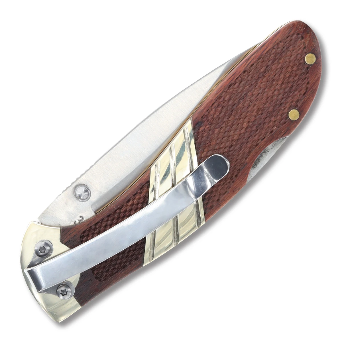 Old Timer Medium Wood & Brass Lockback Folding Knife SCT31 View 3