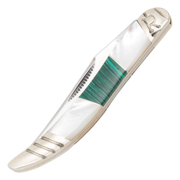 Rough Ryder Stoneworx Baby Toothpick Folding Knife Malachite and Pearl RR2034 View 2