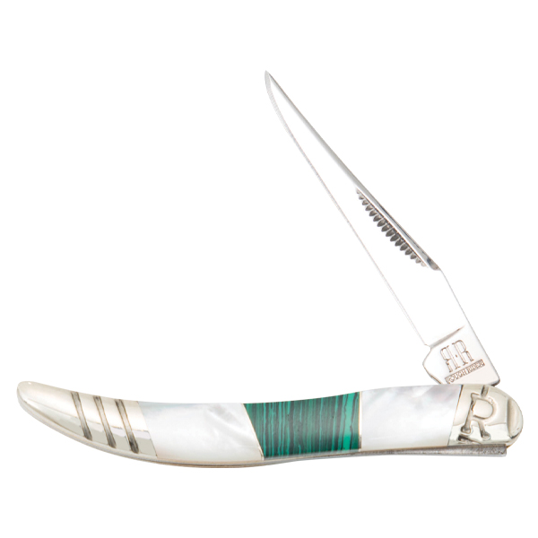 Rough Ryder Stoneworx Baby Toothpick Folding Knife Malachite and Pearl RR2034 View 1