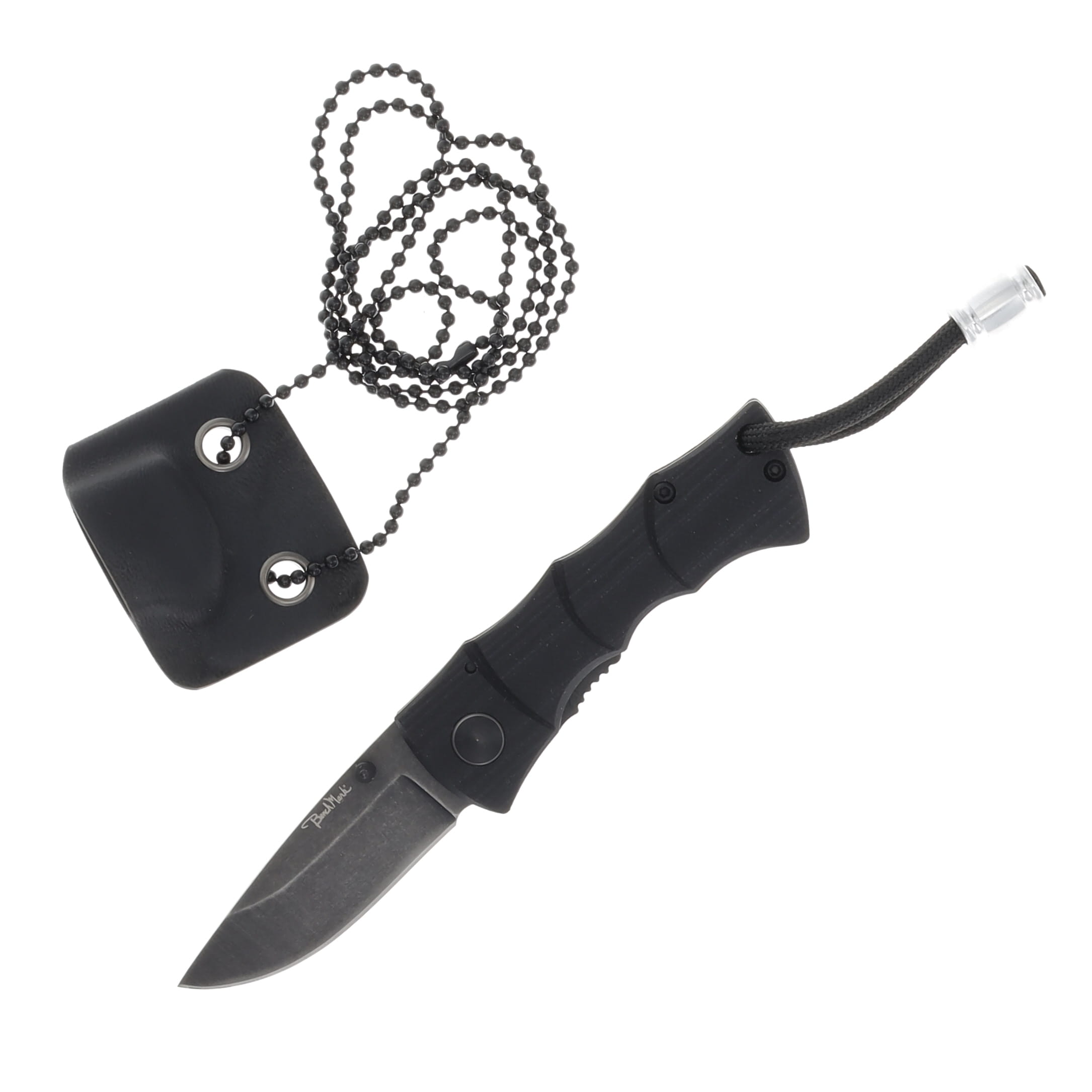 Benchmark Necklock Neck Knife Black G10 Blackwash Drop Point