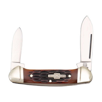 Rough Ryder Amber Jigged Bone Mini Canoe Folding Knife RR058 View 1