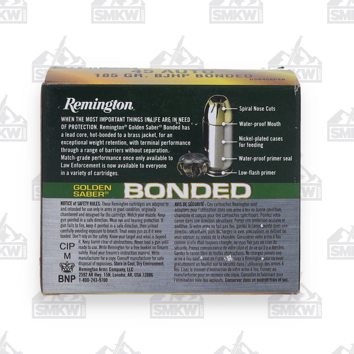 Remington Golden Saber 45 Auto Ammunition 185 Grain BJHP 20 Rounds GSB45APAB View 5