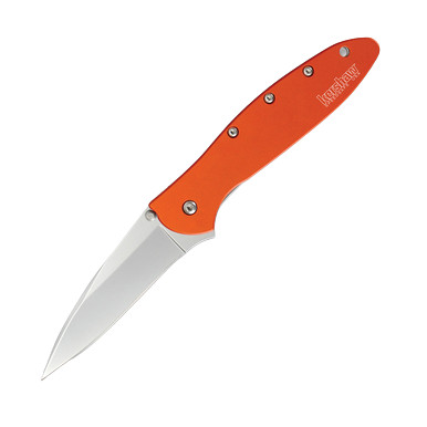 Kershaw Leek Assisted Folding Knife Orange 3in Plain Drop Point Blade KS1660OR View 2