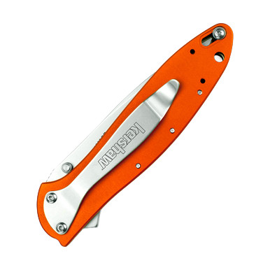 Kershaw Leek Assisted Folding Knife Orange 3in Plain Drop Point Blade KS1660OR View 4