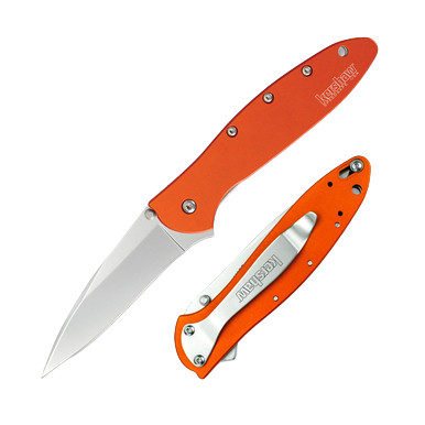 Kershaw Leek Assisted Folding Knife Orange 3in Plain Drop Point Blade KS1660OR View 1