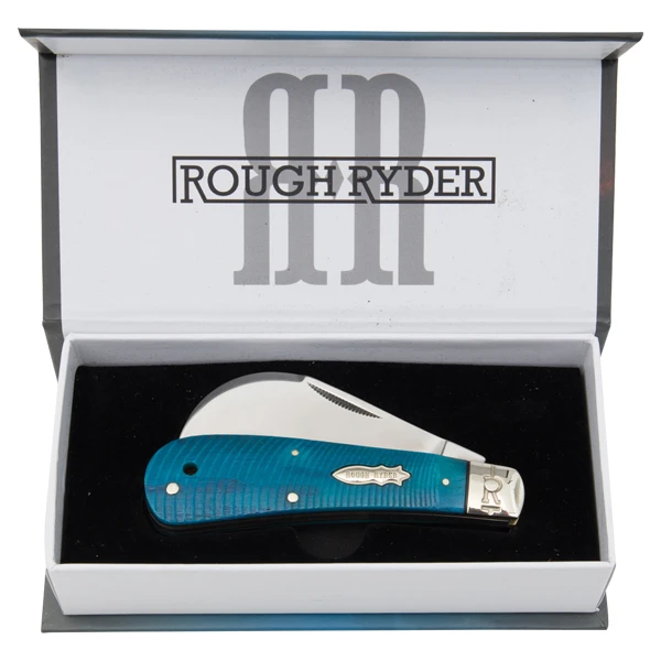 Rough Ryder Black & Blue Jigged Bone Hawkbill Folding Knife RR2121 View 3