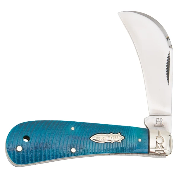 Rough Ryder Black & Blue Jigged Bone Hawkbill Folding Knife RR2121 View 1