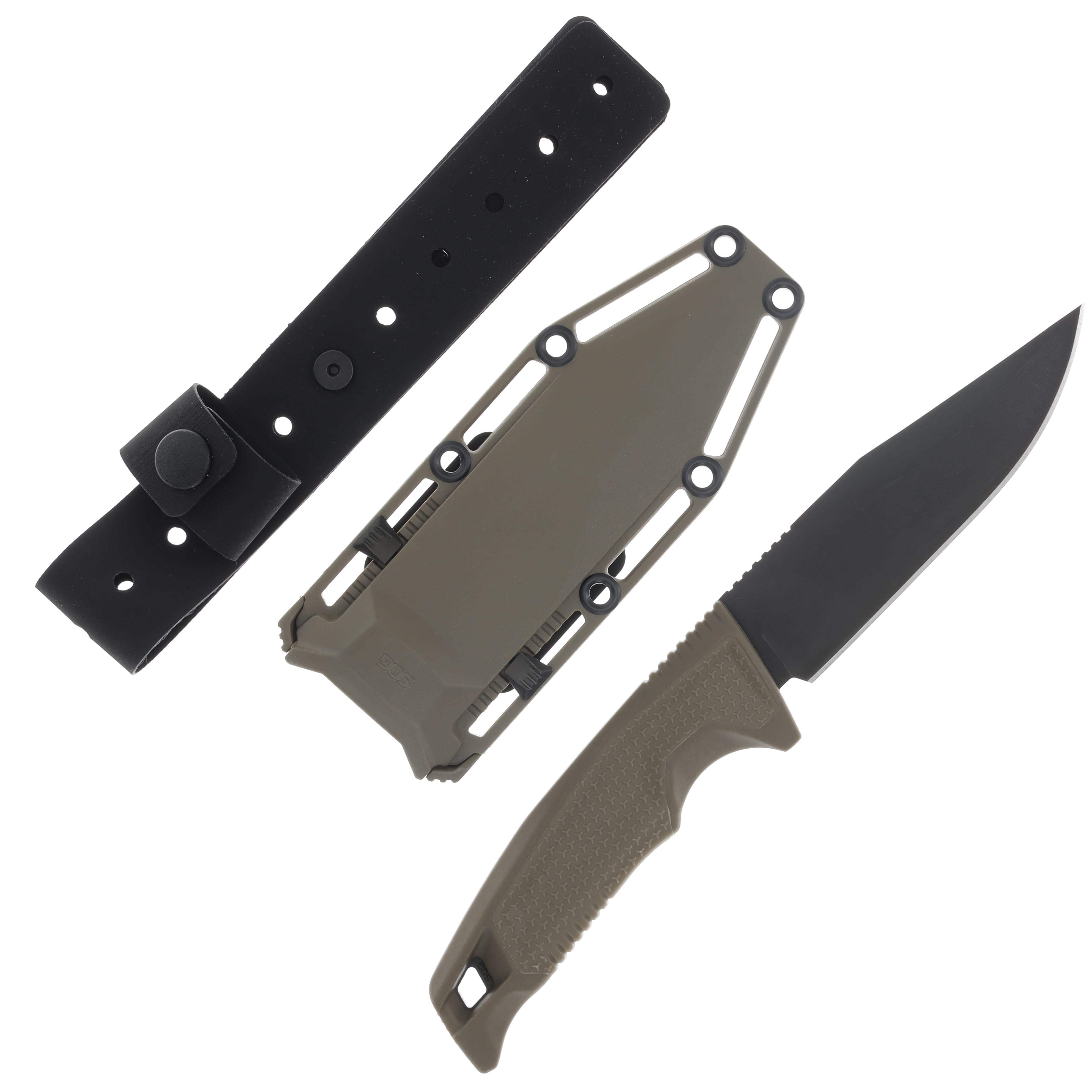 SOG Recondo FX Fixed Blade FDE 4.6in Black TiNi Plain Clip Point Blade SOG17220357 View 1