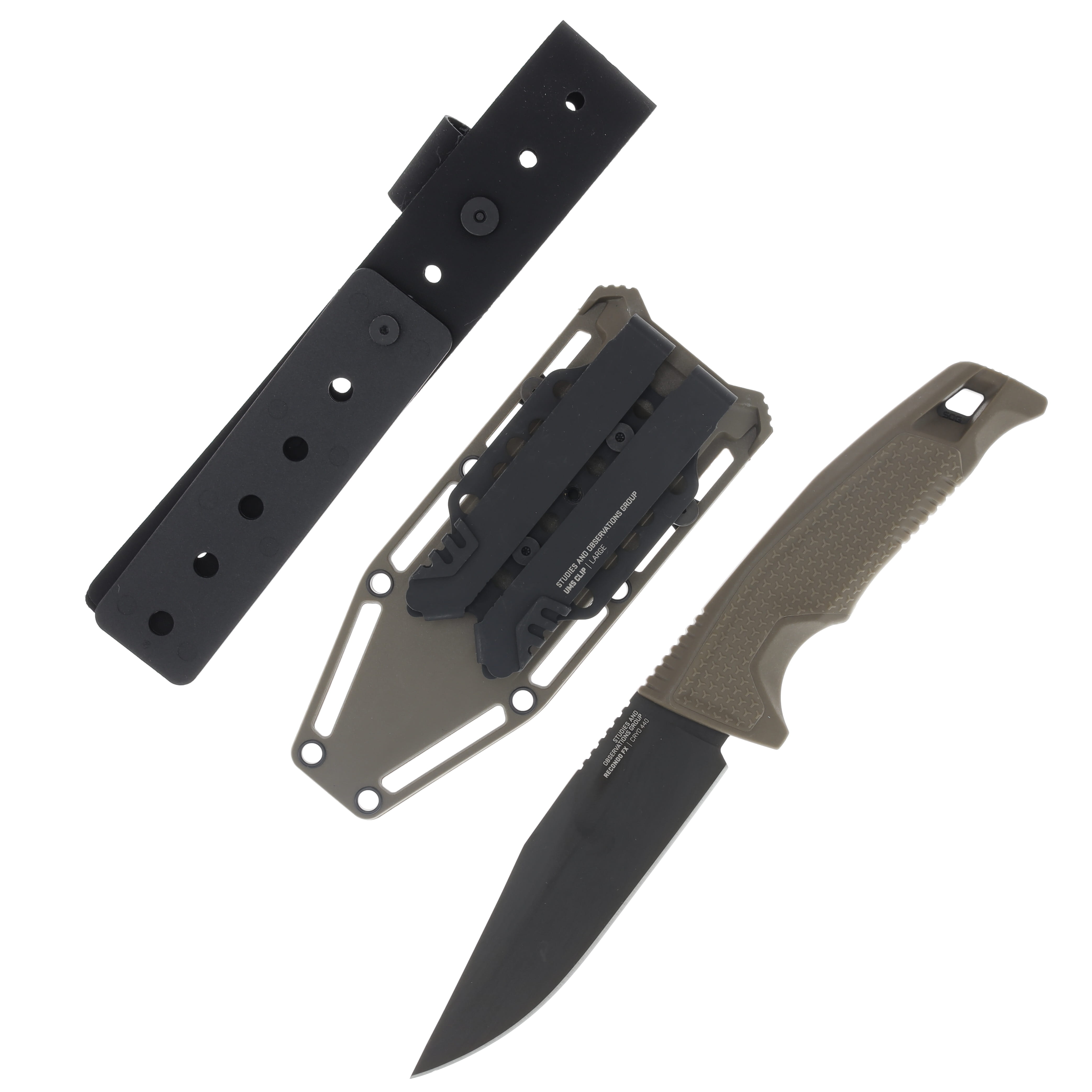 SOG Recondo FX Fixed Blade FDE 4.6in Black TiNi Plain Clip Point Blade SOG17220357 View 2