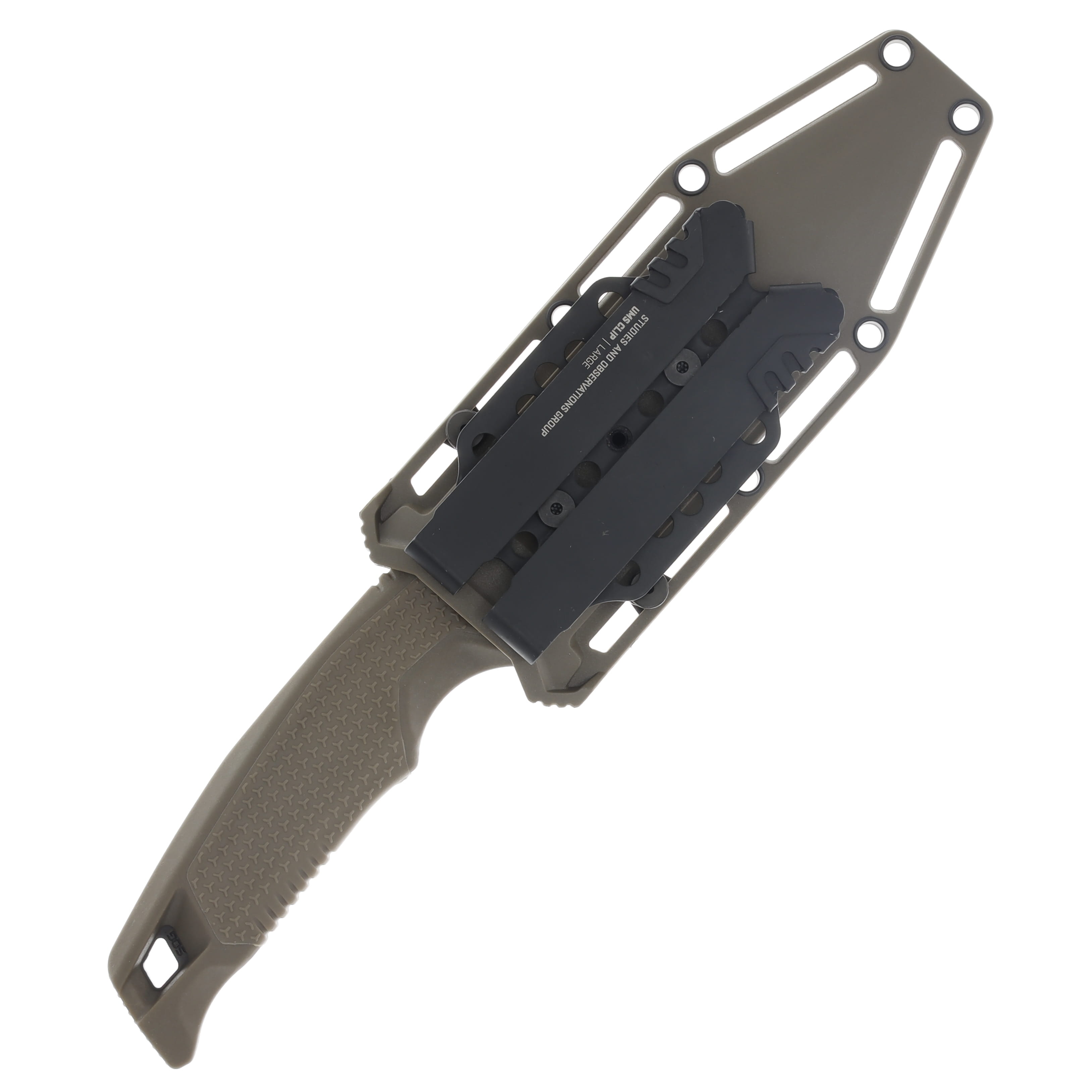 SOG Recondo FX Fixed Blade Knife FDE 4.6in Black Part Serrated Clip Point Blade SOG17220457 View 3