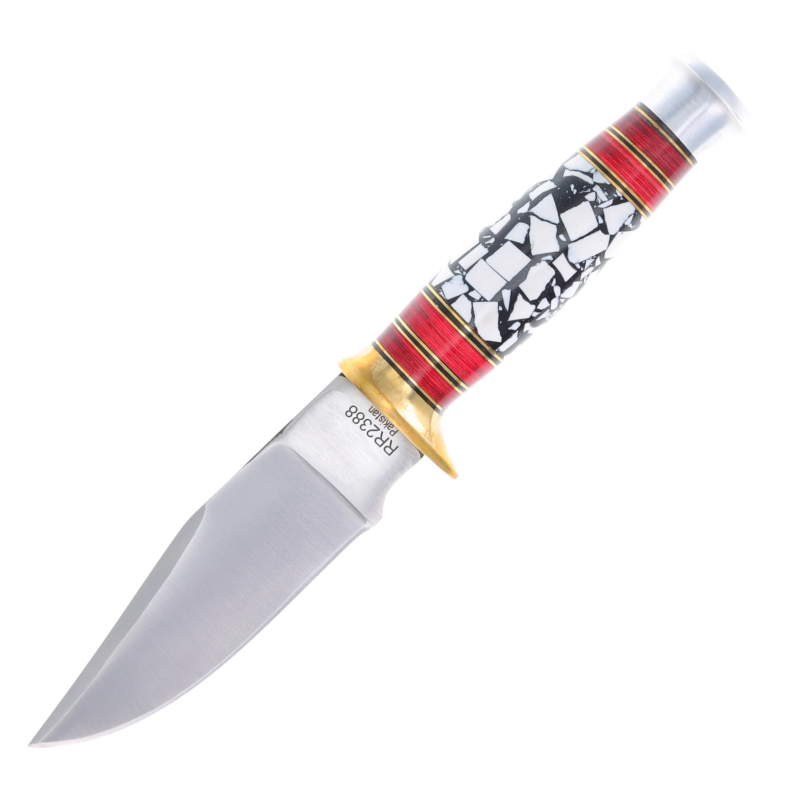 Rough Ryder Small Hunter Redwood - Brass - Synthetic 5in Plain Mirror Clip Point RR2388 View 1