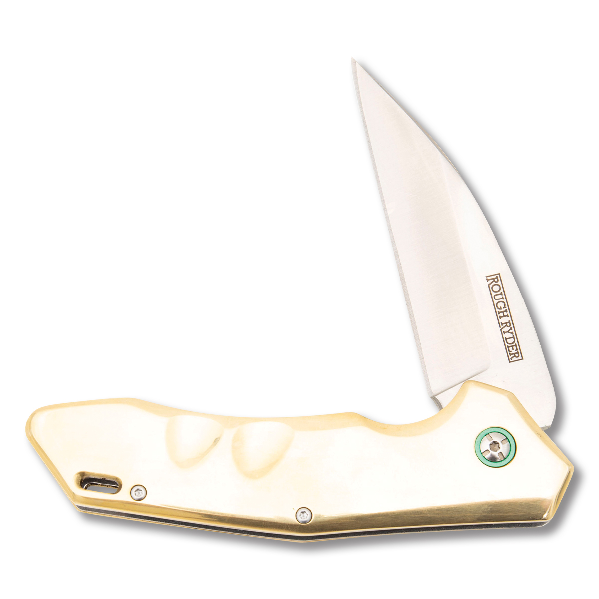 Rough Ryder Brass Wharncliffe Flipper Folding Knife RR2179 View 3