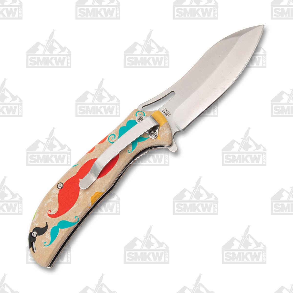 Novelty Knife Co. Mustache Folding Knife 3.5in Spear Point Blade NV328 View 3