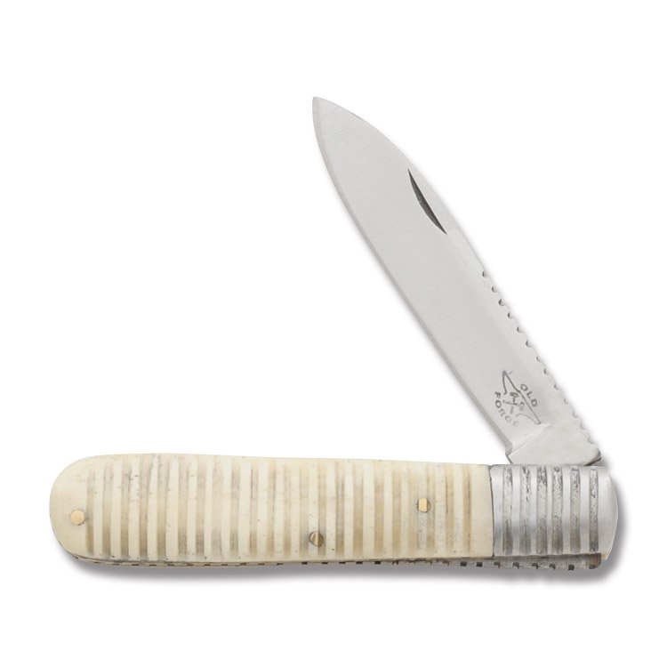 Old Forge Grooved Natural Bone Barlow Folding Knife OF006 View 1