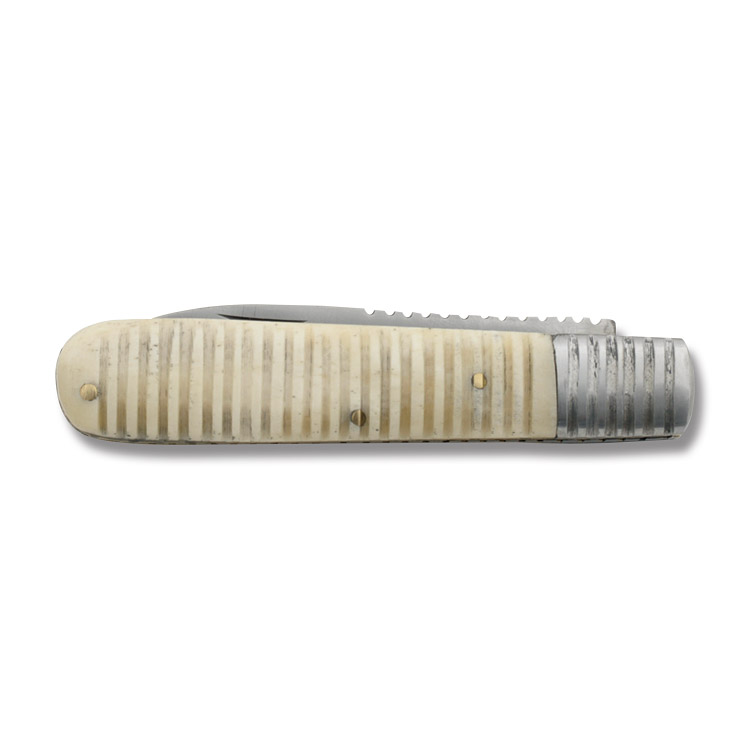 Old Forge Grooved Natural Bone Barlow Folding Knife OF006 View 2