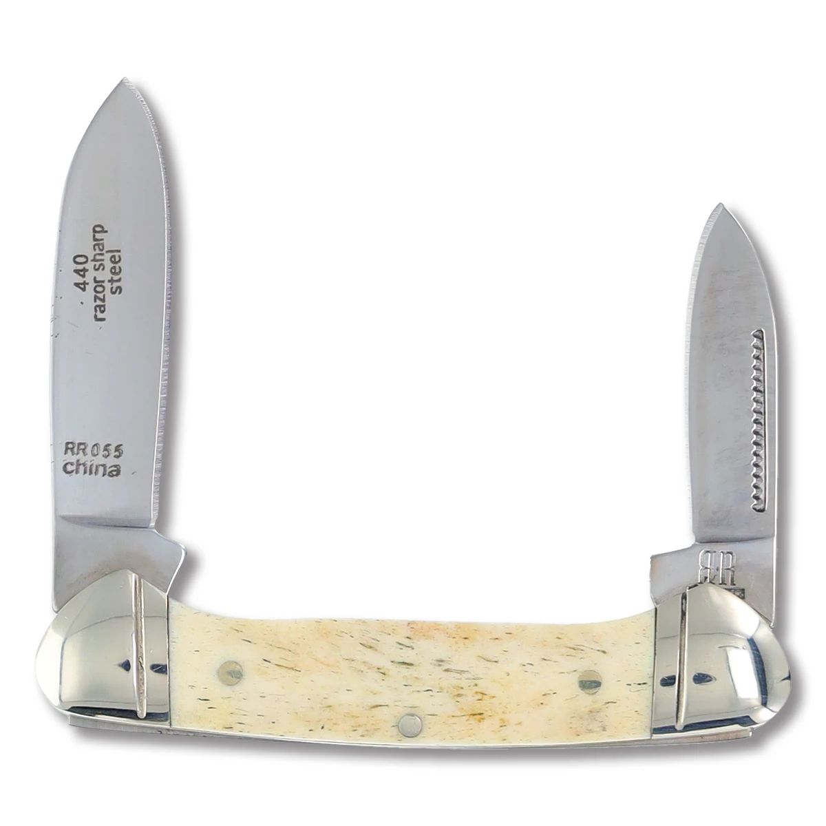 Rough Ryder White Smooth Bone Mini Canoe Folding Knife RR055 View 2