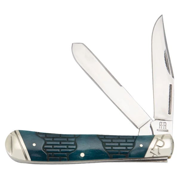Rough Ryder Brickyard Blues Trapper Folding Knife RR2027 View 1