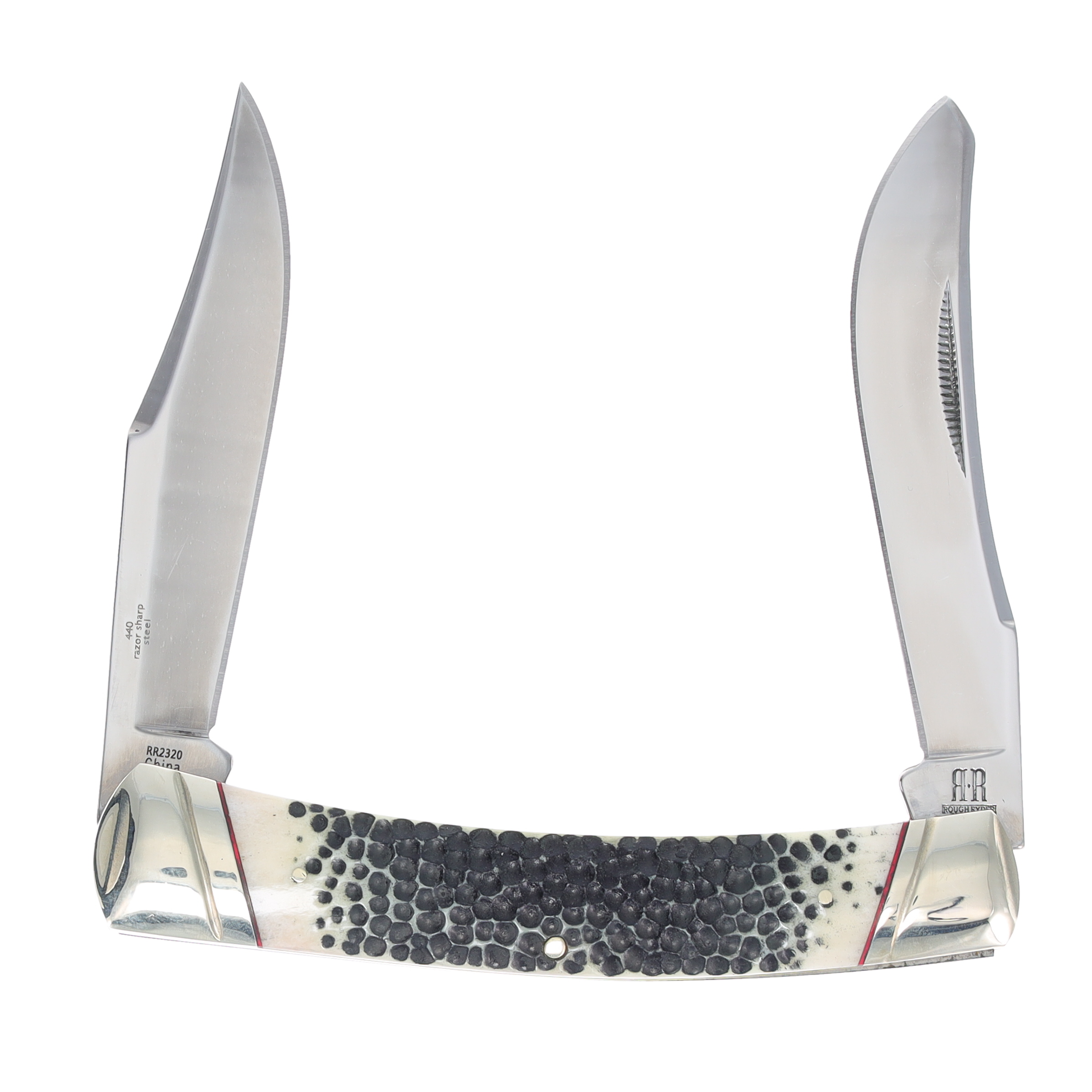 Rough Ryder Large Moose Folding Knife Buckshot Bone RR2320 View 2