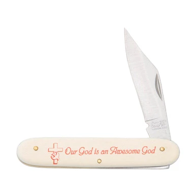 Frost Cutlery Words of Faith - OUR GOD IS AWESOME Folding Knife View 1
