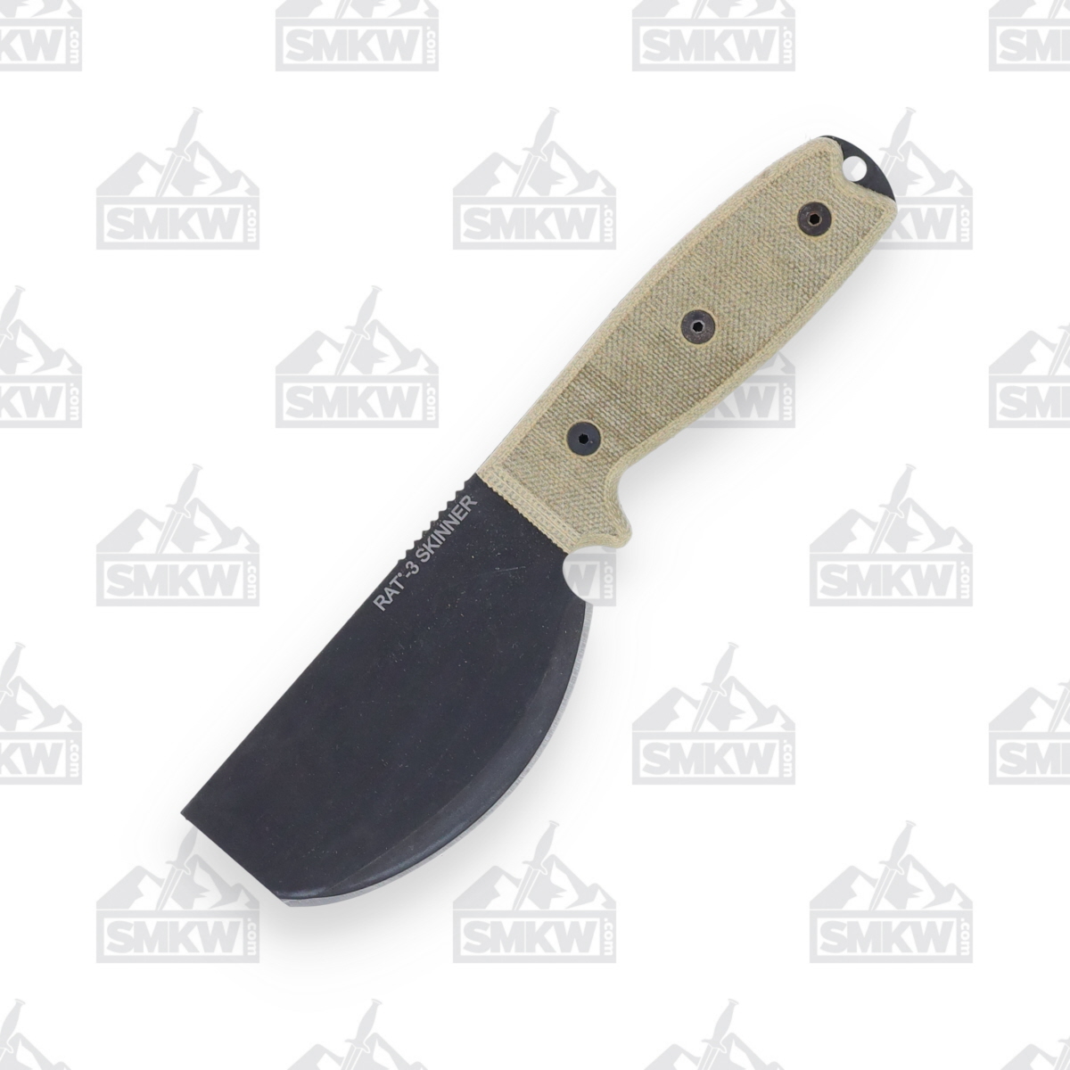 Ontario RAT 3 Fixed Blade Knife Big Belly Skinner Tan Micarta with Leather Sheath OKC8661 View 2