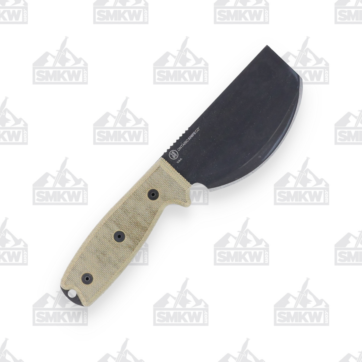 Ontario RAT 3 Fixed Blade Knife Big Belly Skinner Tan Micarta with Leather Sheath OKC8661 View 3