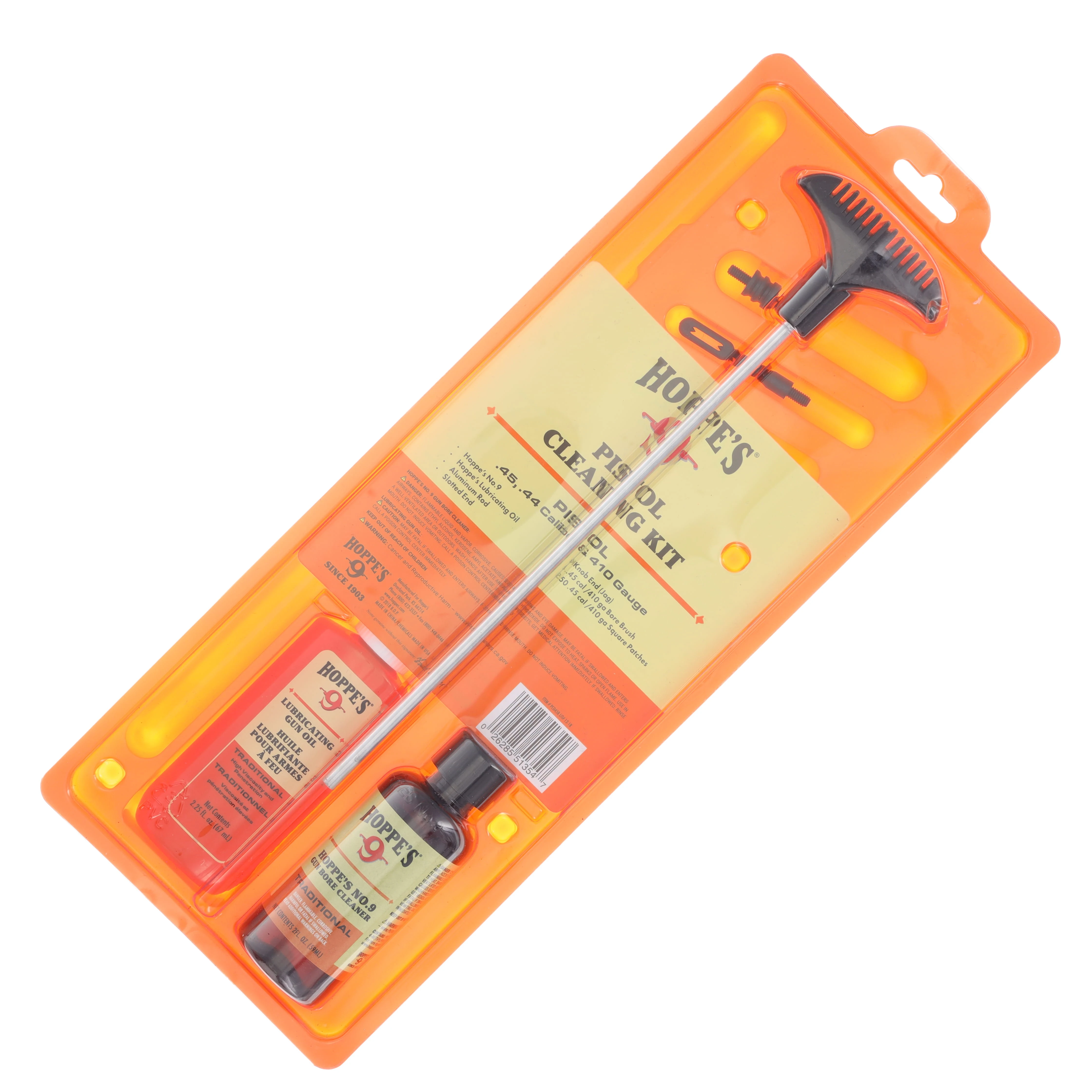 Hoppe's .44 / .45 Caliber Pistol Cleaning Kit with No. 9 Solvent HOPPCO45B View 1