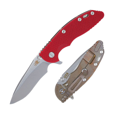 Hinderer XM-18 Red – Battle Bronze 3.5in Plain Stonewash Recurve View 1
