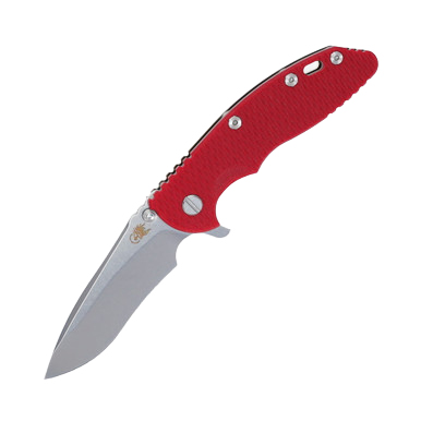 Hinderer XM-18 Red – Battle Bronze 3.5in Plain Stonewash Recurve View 2
