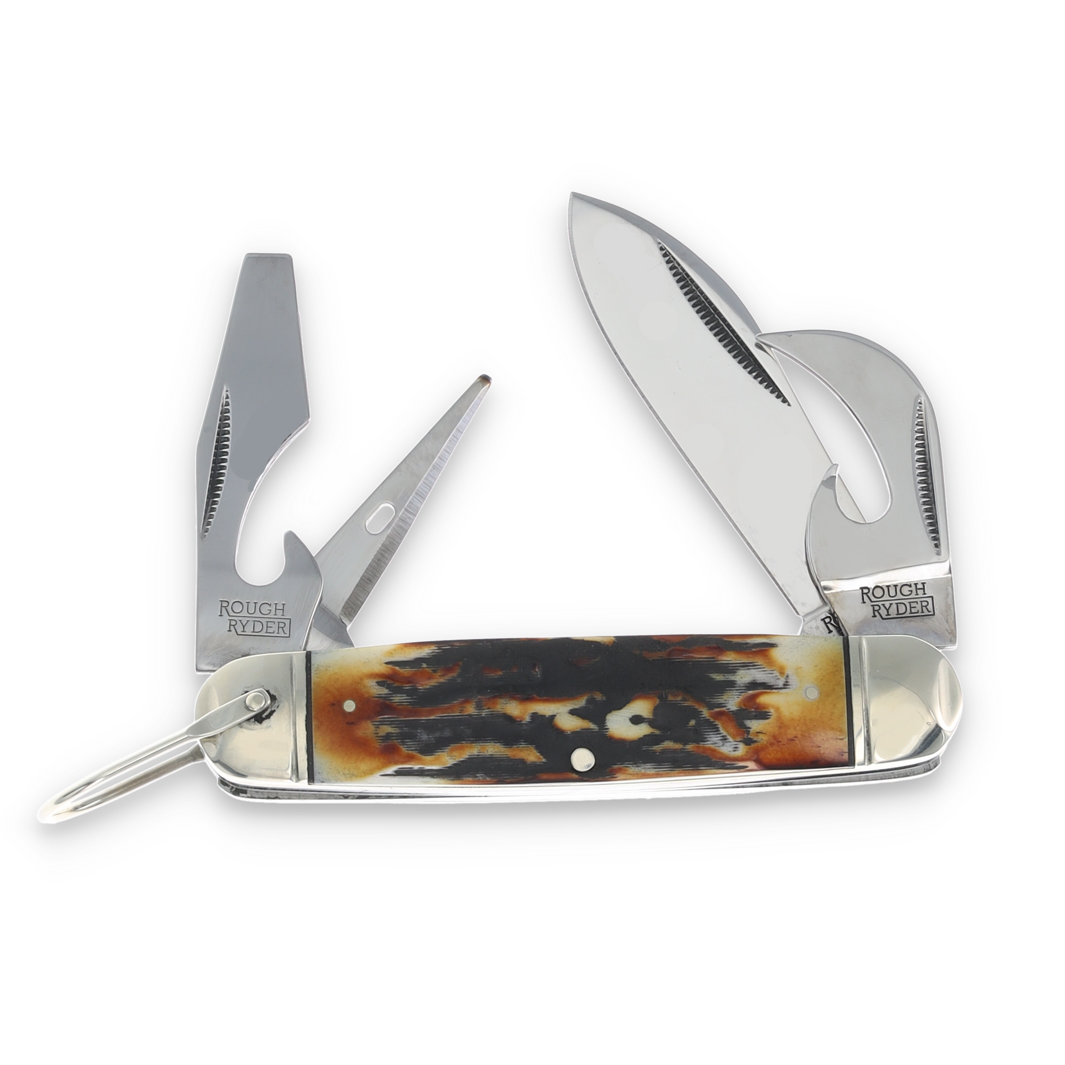 Rough Ryder Classic Cinnamon Bone Stag Kamp King Folding Knife RR2424 View 1