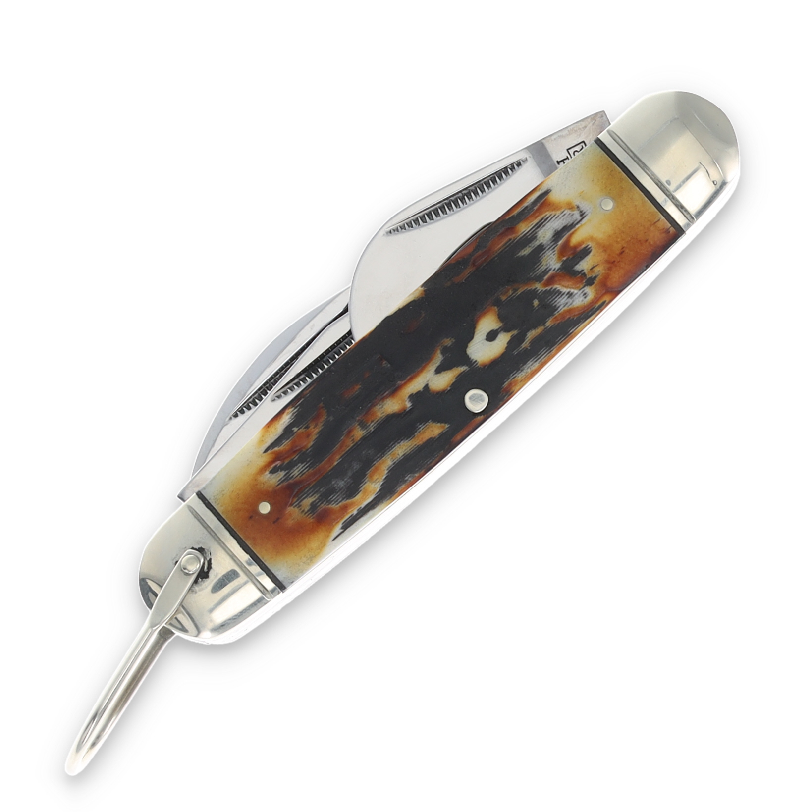 Rough Ryder Classic Cinnamon Bone Stag Kamp King Folding Knife RR2424 View 3
