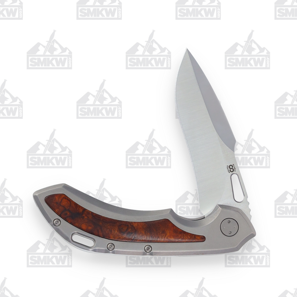 Olamic Wayfarer 247 Folding Knife T688-H Light Blast with Koa Wood Inlay T688H View 7