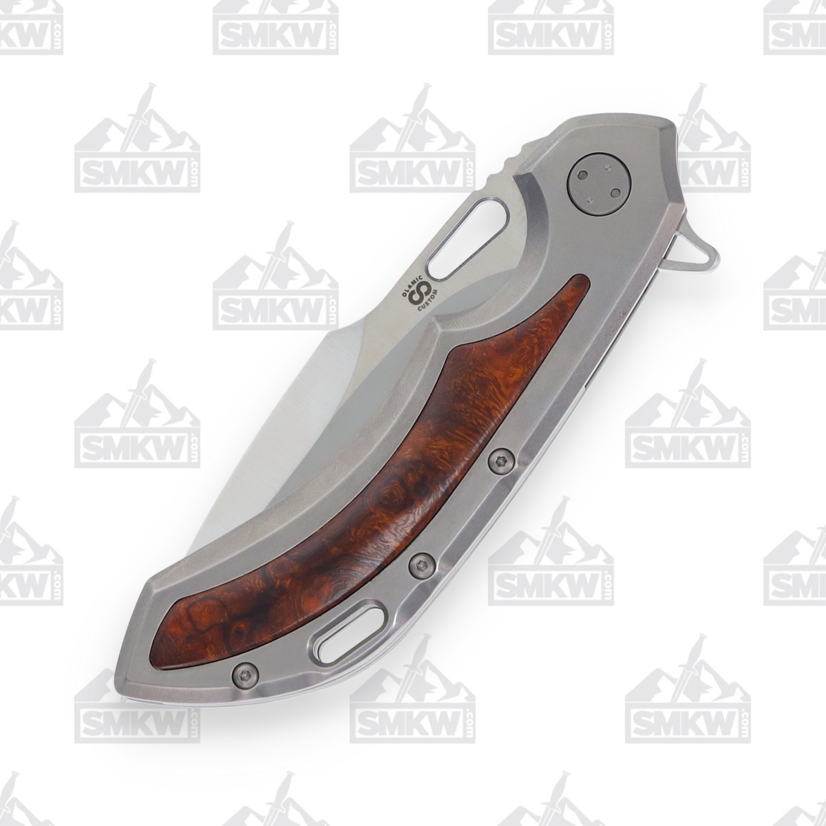 Olamic Wayfarer 247 Folding Knife T688-H Light Blast with Koa Wood Inlay T688H View 11