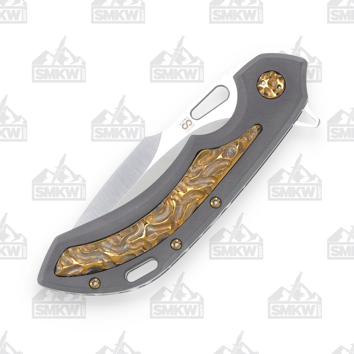 Olamic Wayfarer 247 Folding Knife T-1699 Dark Blast with Sculpted Bronze Inlay T1699 View 8
