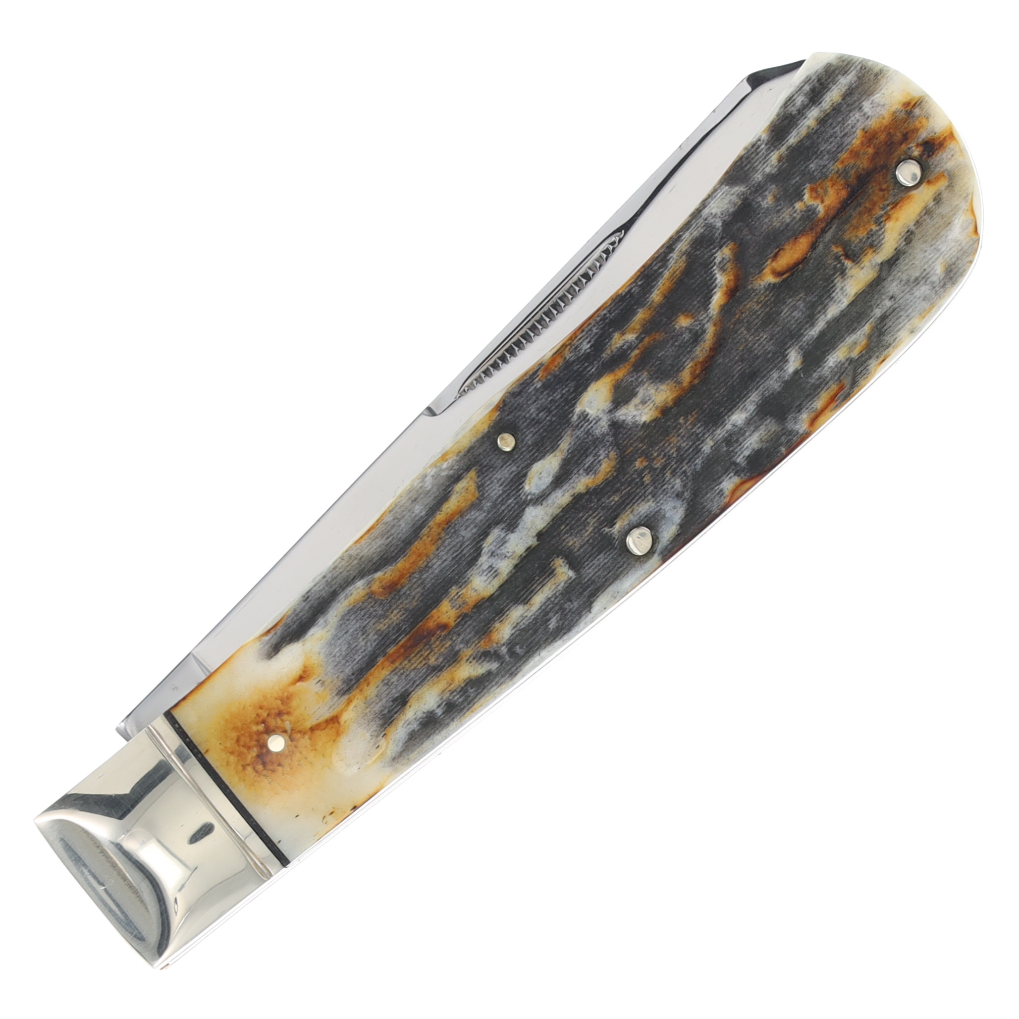 Rough Ryder Cinnamon Bone Stag Carbon Steel Jumbo Trapper Folding Knife RR2431 View 4