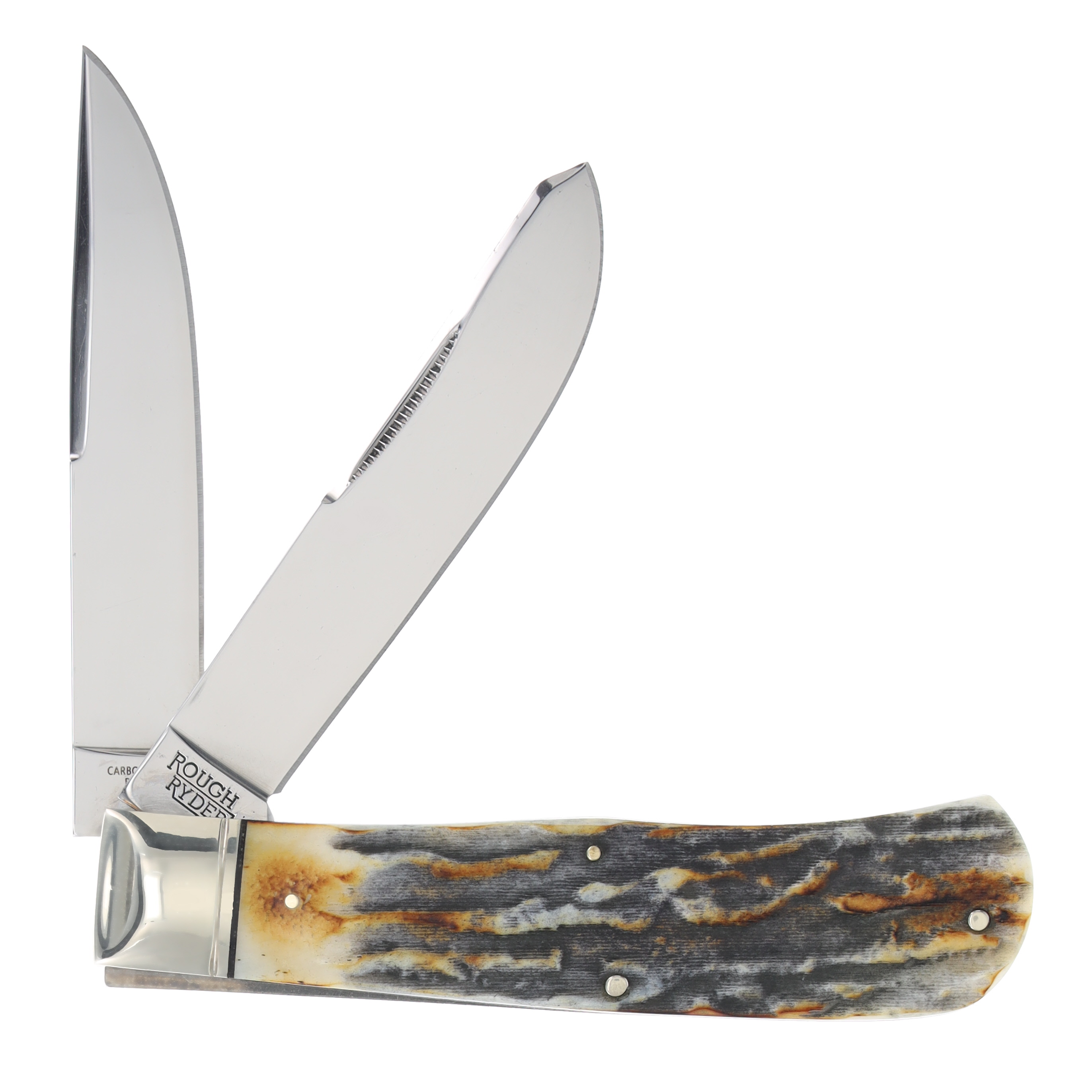 Rough Ryder Cinnamon Bone Stag Carbon Steel Jumbo Trapper Folding Knife RR2431 View 2