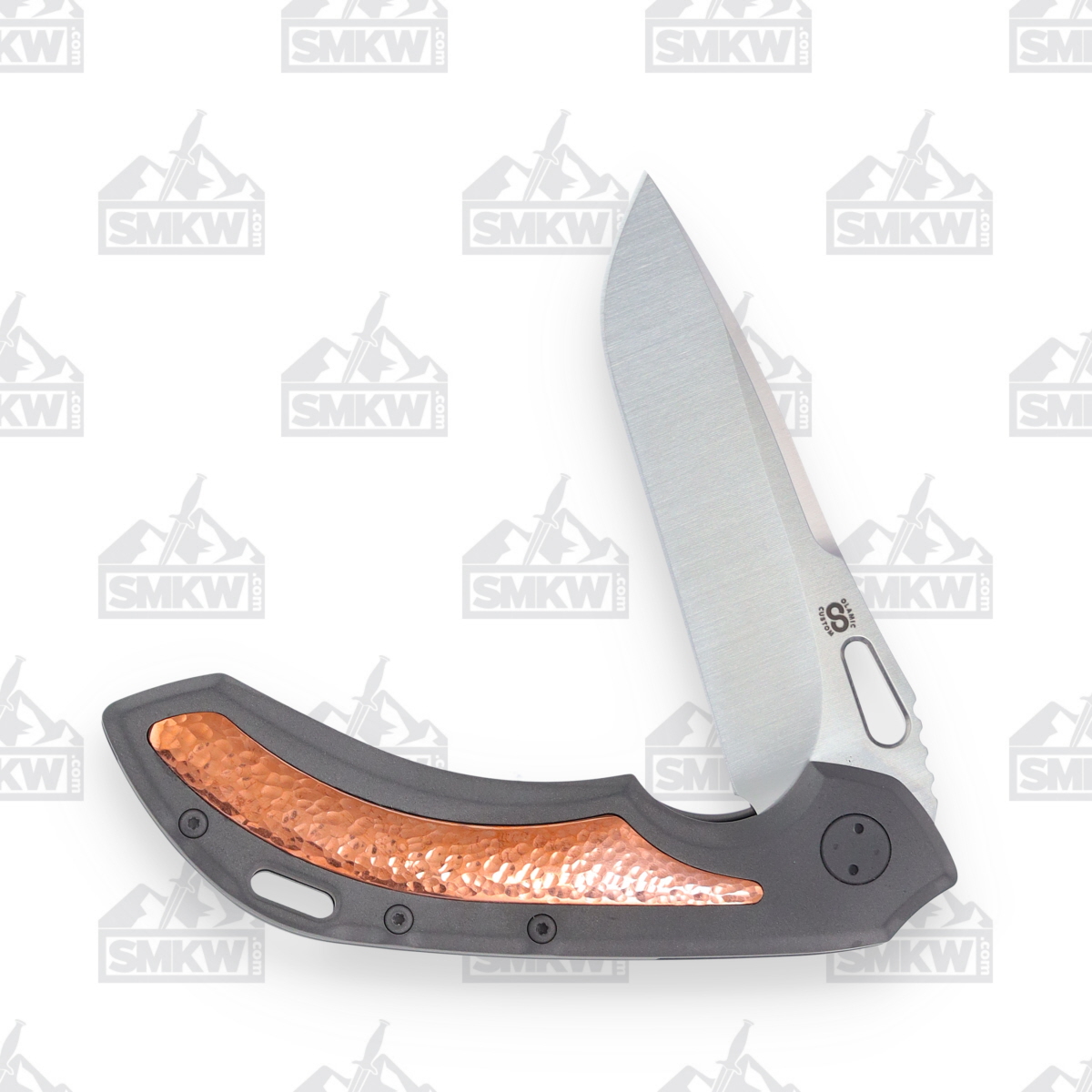 Olamic Wayfarer 247 Folding Knife T345-T Dark Blast with Hammered Copper Inlay T345T View 9