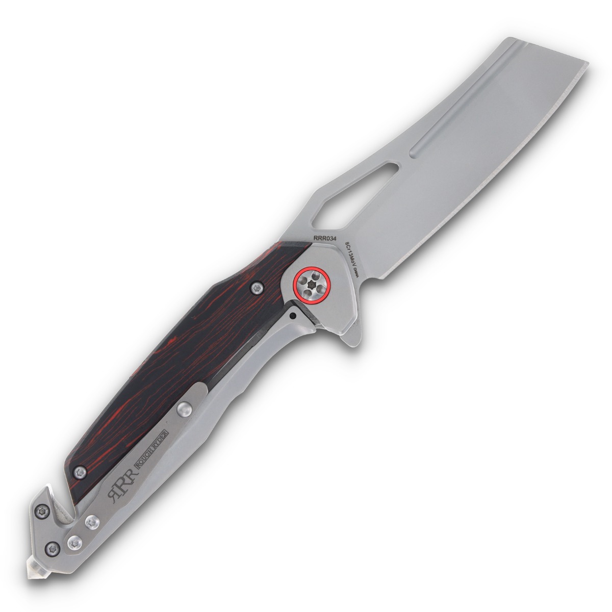 Rough Ryder Reserve Tactical Rescue Framelock Folding Knife Red/Black G-10 RRR034 View 2