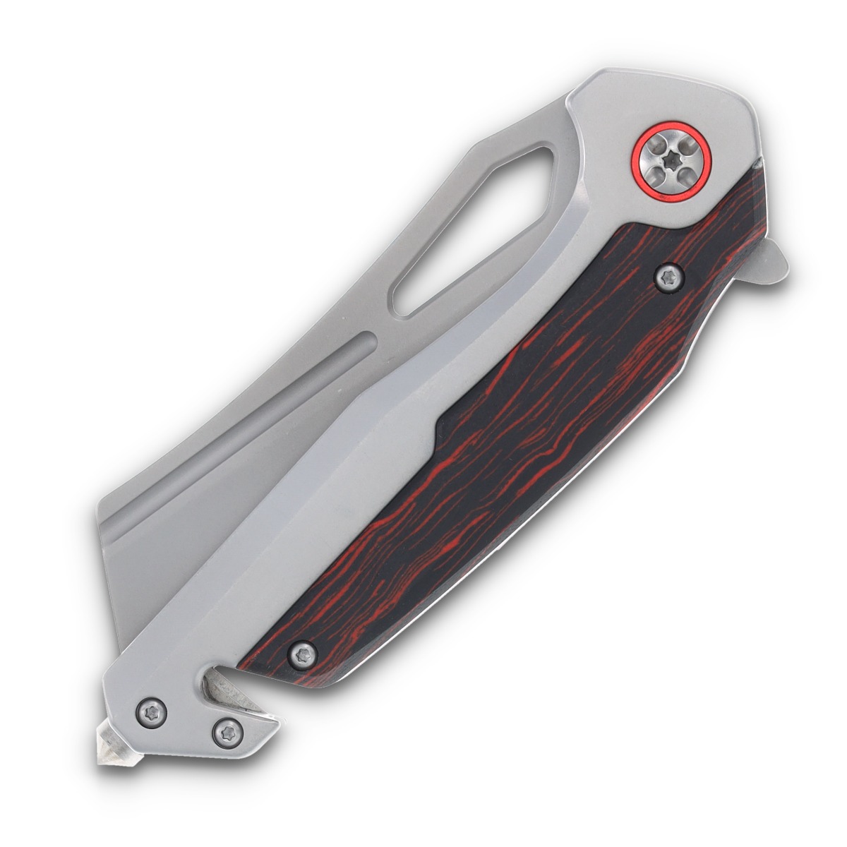 Rough Ryder Reserve Tactical Rescue Framelock Folding Knife Red/Black G-10 RRR034 View 5