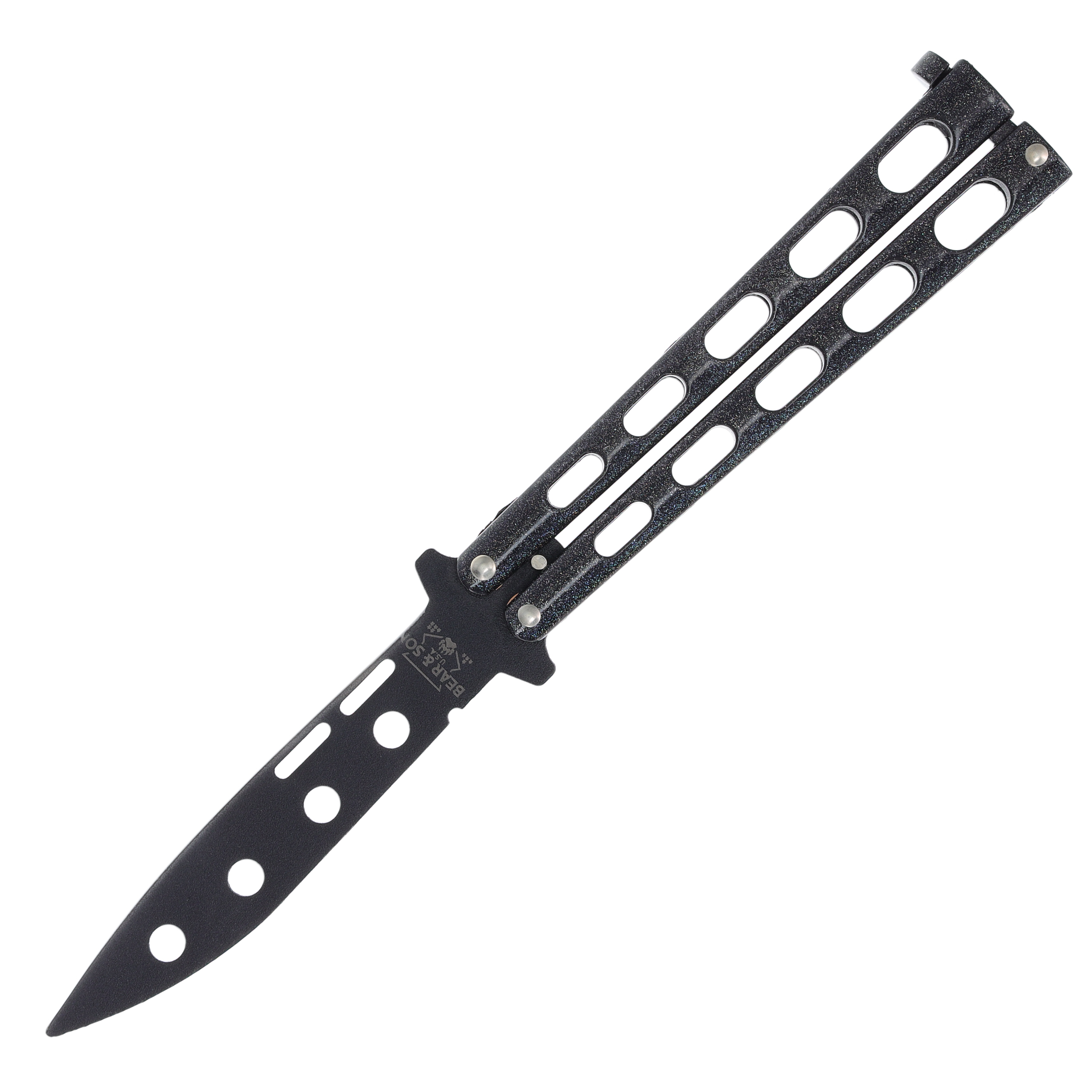 Bear & Son Galaxy Balisong Trainer Black Coated BR115GXTR View 1