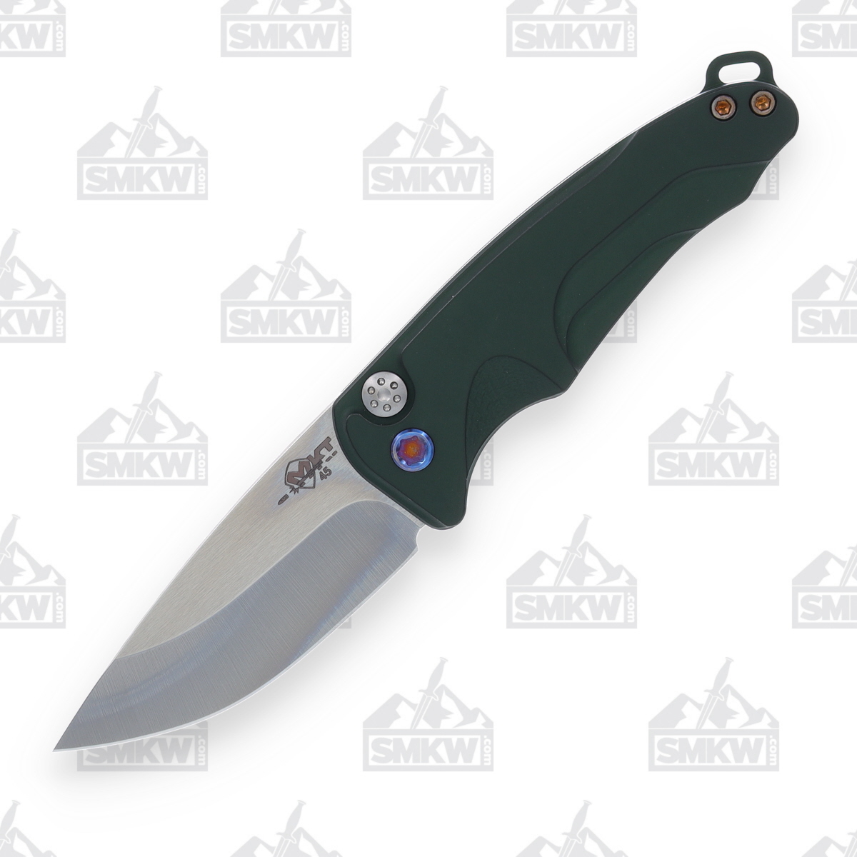 Medford Smooth Criminal OTS Auto Knife Green Flamed - 3in Tumbled Drop Point Plain View 2