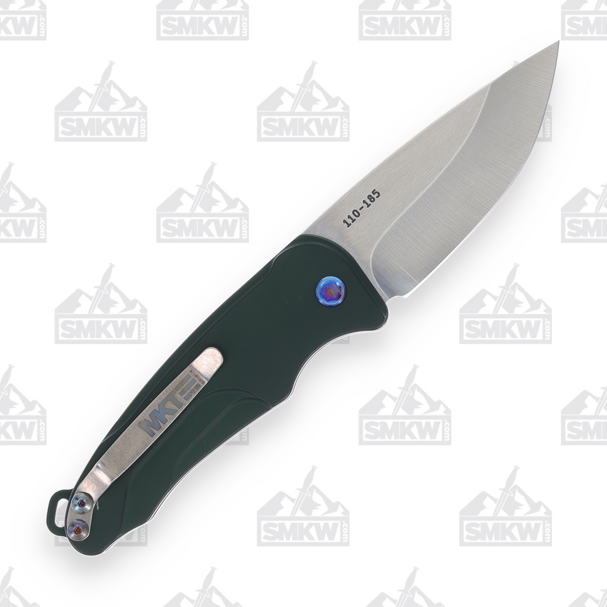Medford Smooth Criminal OTS Auto Knife Green Flamed - 3in Tumbled Drop Point Plain View 3