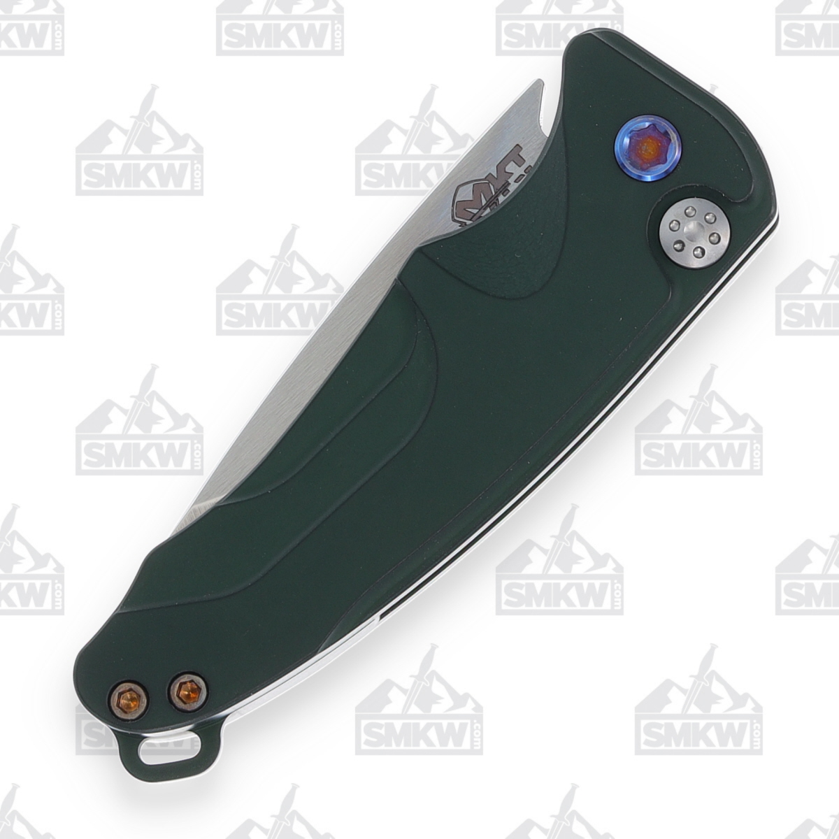 Medford Smooth Criminal OTS Auto Knife Green Flamed - 3in Tumbled Drop Point Plain View 4