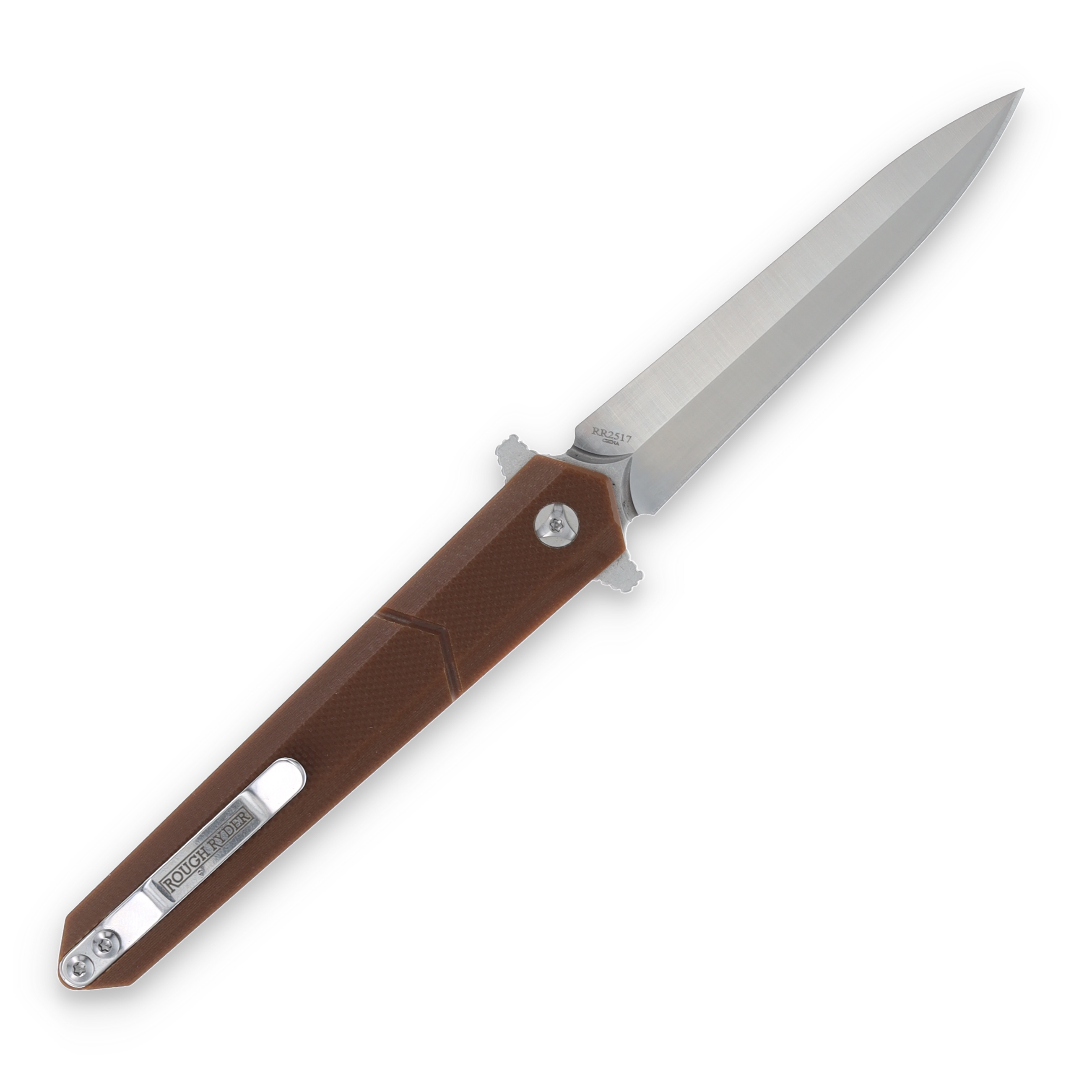Rough Ryder Brown G-10 Folding Knife Satin Dagger Blade RR2517 View 2